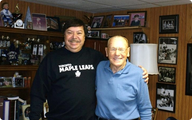 Les with Johnny Bower